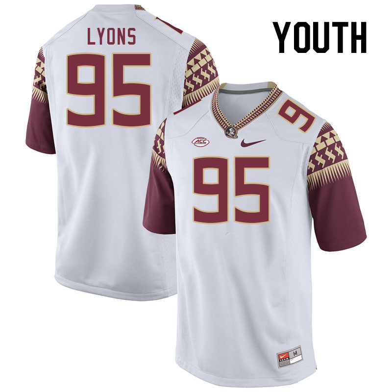 Youth #95 Daniel Lyons Florida State Seminoles College Football Jerseys Stitched-White